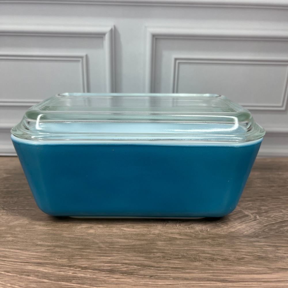 Pyrex Refrigerator Dish 502 1.5 Cup Horizon Blue Turquoise With Lid